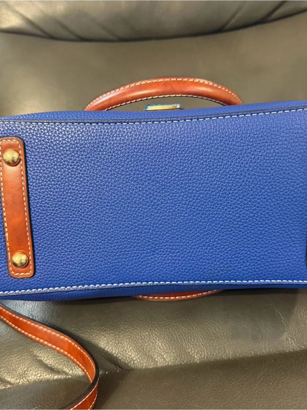 Blue and Brown Women’s Satchel Handbag